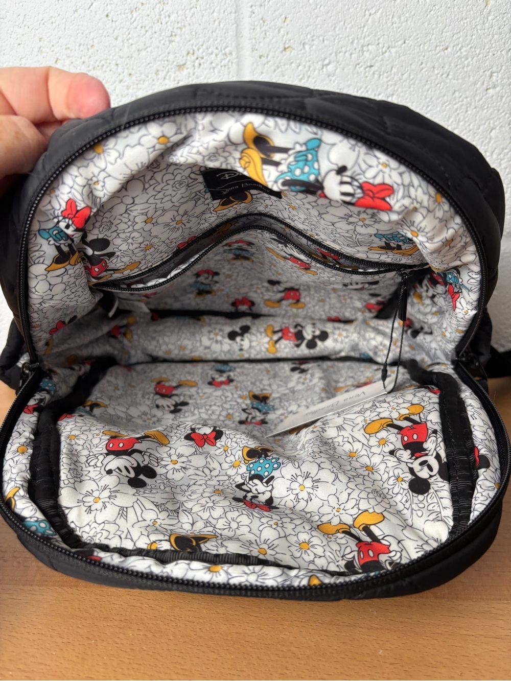 NWT Vera Bradley Disney Quilted Black Small Backpack - Mickey Mouse - Picture 5 of 11